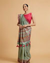 Sea Green Floral Embroidered Saree with Sequin Work